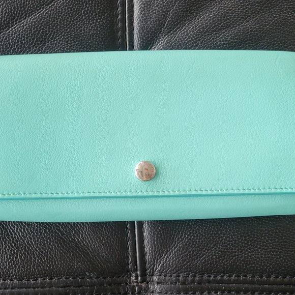 TIFFANY BLUE CALF SKIN LONG WALLET - Picture 1 of 9